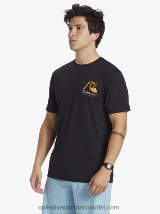 Quiksilver Men Waterman Bamboo Check 2 UPF 50 Short Sleeve Surf Tee H2N4B276 black