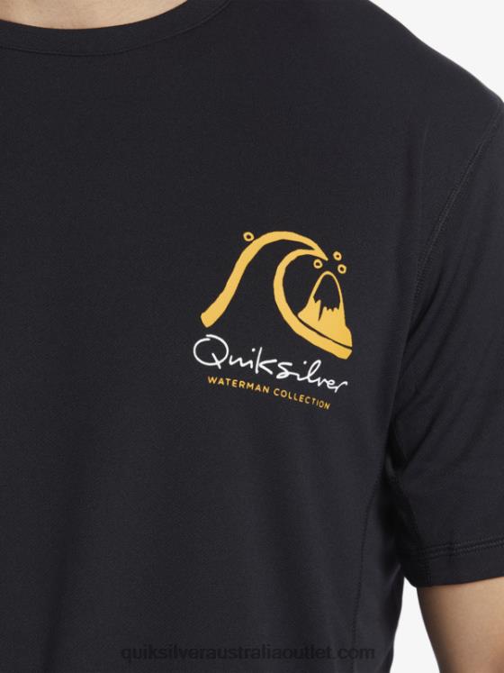 Quiksilver Men Waterman Bamboo Check 2 UPF 50 Short Sleeve Surf Tee H2N4B276 black