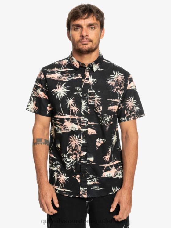 Quiksilver Men Airflow Cotton Short Sleeve Shirt H2N4B1369 black airflow