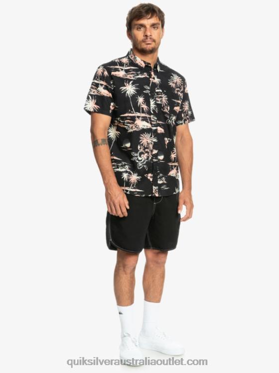 Quiksilver Men Airflow Cotton Short Sleeve Shirt H2N4B1369 black airflow