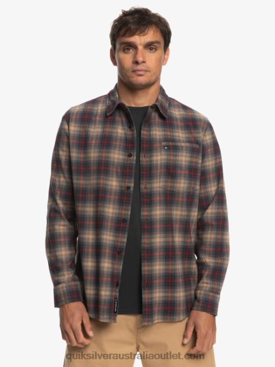 Quiksilver Men Cramond Stretch Long Sleeve Shirt H2N4B1049 ruby wine cramond