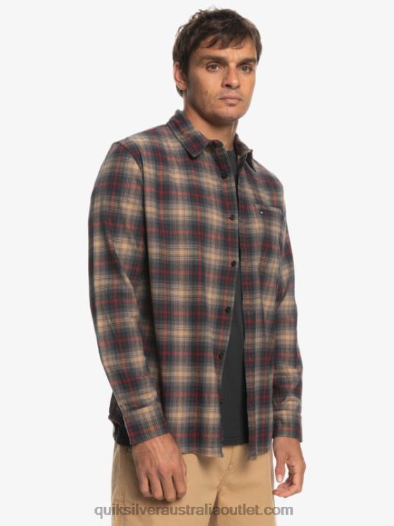 Quiksilver Men Cramond Stretch Long Sleeve Shirt H2N4B1049 ruby wine cramond