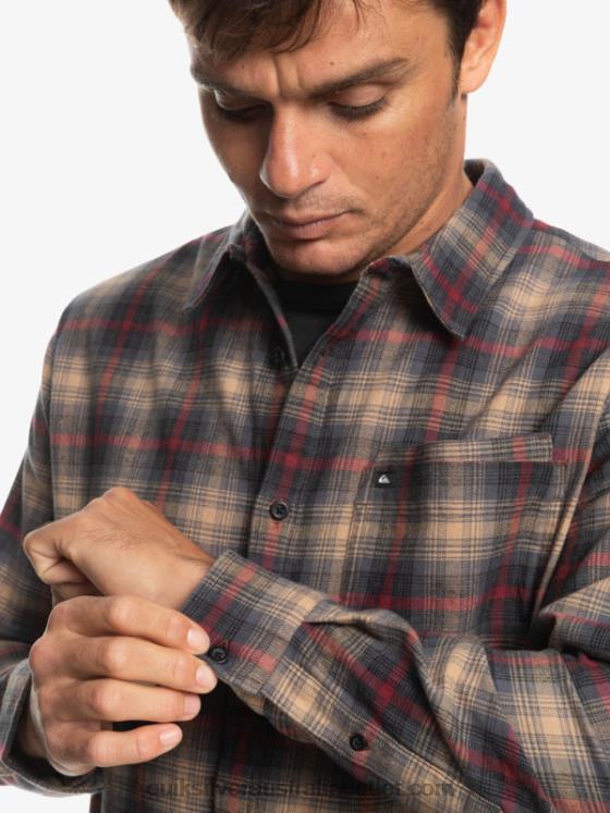 Quiksilver Men Cramond Stretch Long Sleeve Shirt H2N4B1049 ruby wine cramond