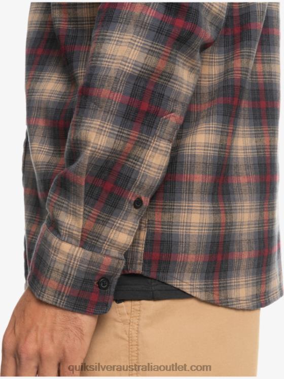 Quiksilver Men Cramond Stretch Long Sleeve Shirt H2N4B1049 ruby wine cramond