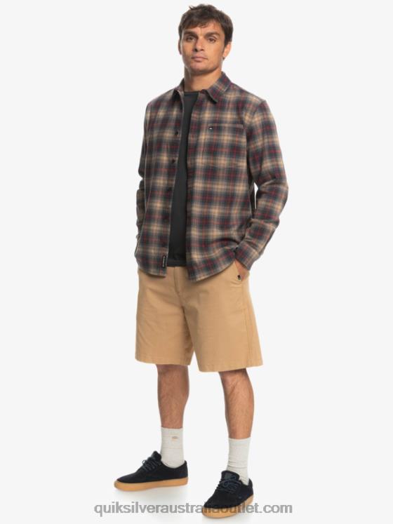 Quiksilver Men Cramond Stretch Long Sleeve Shirt H2N4B1049 ruby wine cramond