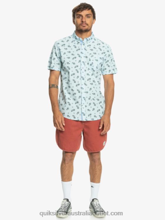 Quiksilver Men From Ocean To Paradise Short Sleeve Shirt H2N4B1389 sky blue from ocean