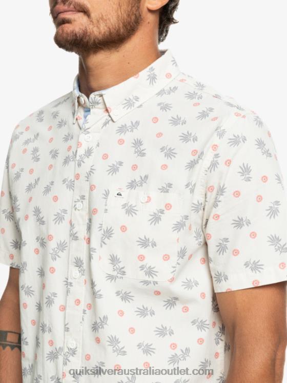 Quiksilver Men From Ocean To Paradise Short Sleeve Shirt H2N4B1390 white from ocean