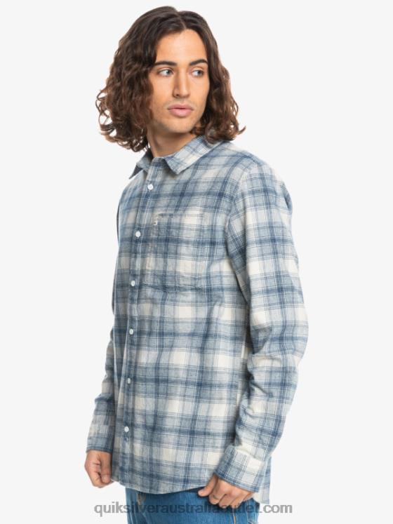 Quiksilver Men Ganaway Stretch Long Sleeve Flannel Shirt H2N4B1768 birch ganaway
