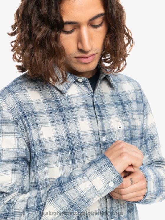 Quiksilver Men Ganaway Stretch Long Sleeve Flannel Shirt H2N4B1768 birch ganaway