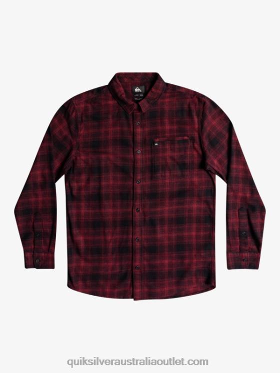 Quiksilver Men Ganaway Stretch Long Sleeve Flannel Shirt H2N4B1769 black ganaway