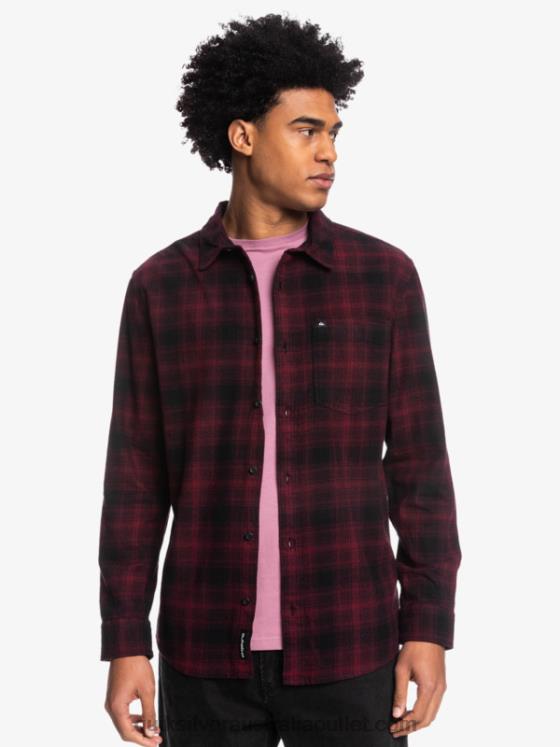 Quiksilver Men Ganaway Stretch Long Sleeve Flannel Shirt H2N4B1769 black ganaway