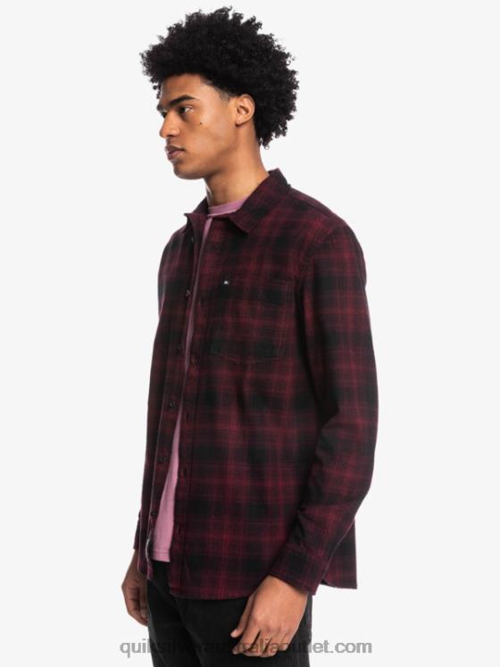 Quiksilver Men Ganaway Stretch Long Sleeve Flannel Shirt H2N4B1769 black ganaway