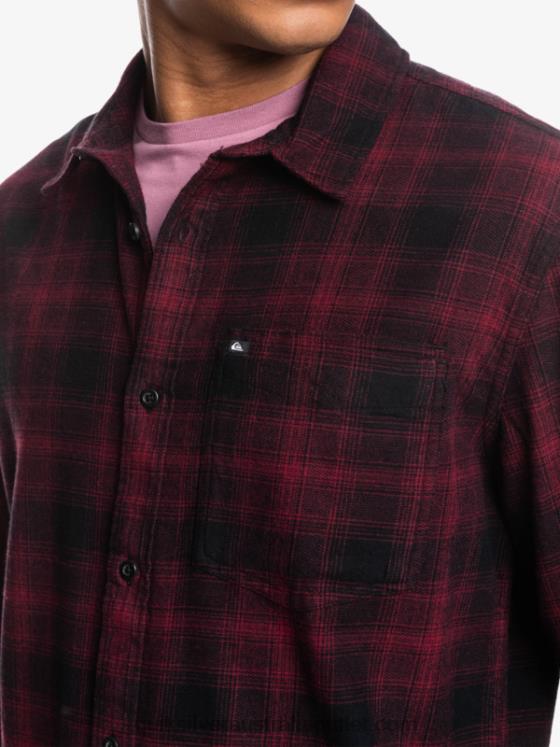 Quiksilver Men Ganaway Stretch Long Sleeve Flannel Shirt H2N4B1769 black ganaway