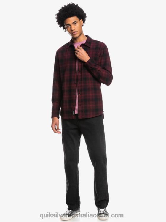 Quiksilver Men Ganaway Stretch Long Sleeve Flannel Shirt H2N4B1769 black ganaway