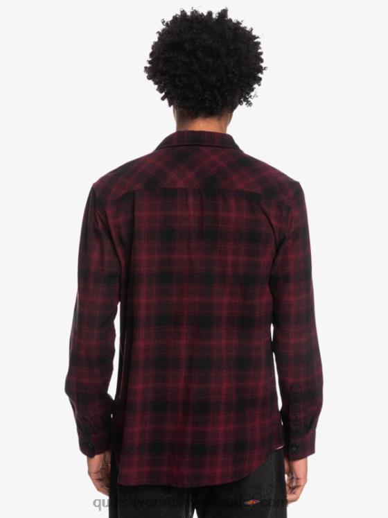 Quiksilver Men Ganaway Stretch Long Sleeve Flannel Shirt H2N4B1769 black ganaway