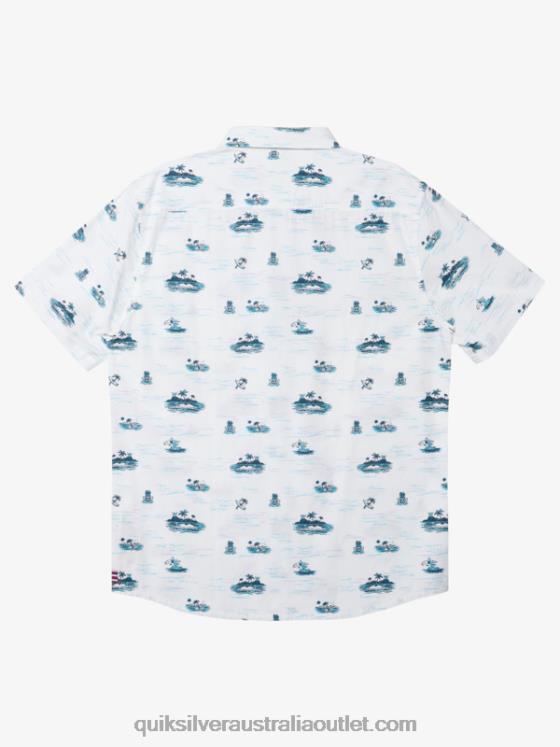 Quiksilver Men Hawaii Lost At Sea Short Sleeve Shirt H2N4B1725 white