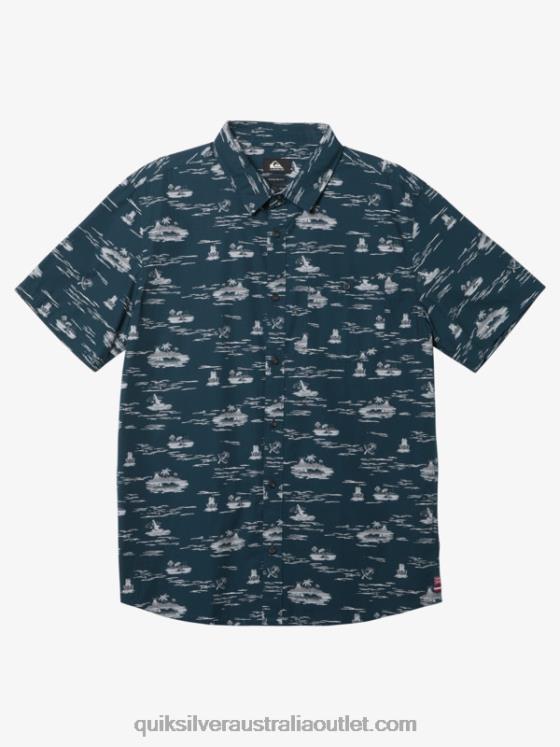 Quiksilver Men Hawaii Lost At Sea Short Sleeve Shirt H2N4B1726 midnight navy