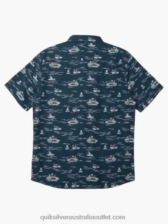 Quiksilver Men Hawaii Lost At Sea Short Sleeve Shirt H2N4B1726 midnight navy