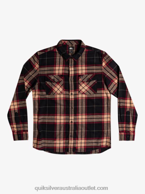 Quiksilver Men Linden Stretch Long Sleeve Flannel Shirt H2N4B1428 black linden stretch