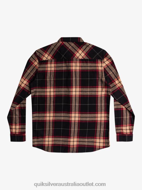 Quiksilver Men Linden Stretch Long Sleeve Flannel Shirt H2N4B1428 black linden stretch