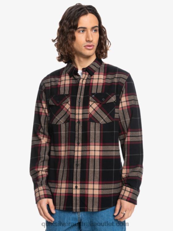 Quiksilver Men Linden Stretch Long Sleeve Flannel Shirt H2N4B1428 black linden stretch