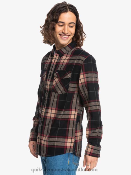 Quiksilver Men Linden Stretch Long Sleeve Flannel Shirt H2N4B1428 black linden stretch