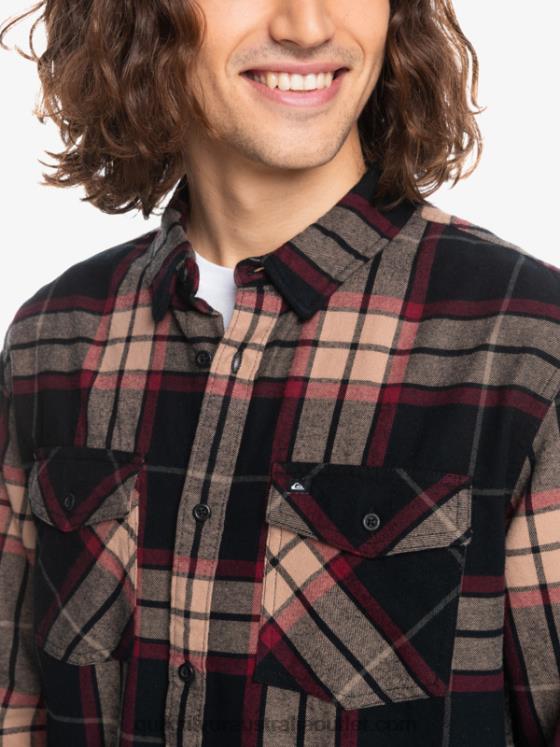 Quiksilver Men Linden Stretch Long Sleeve Flannel Shirt H2N4B1428 black linden stretch