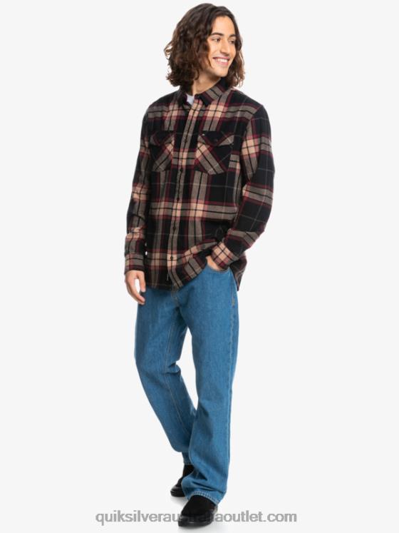 Quiksilver Men Linden Stretch Long Sleeve Flannel Shirt H2N4B1428 black linden stretch