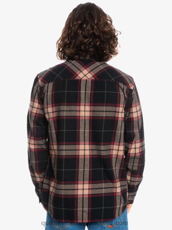 Quiksilver Men Linden Stretch Long Sleeve Flannel Shirt H2N4B1428 black linden stretch