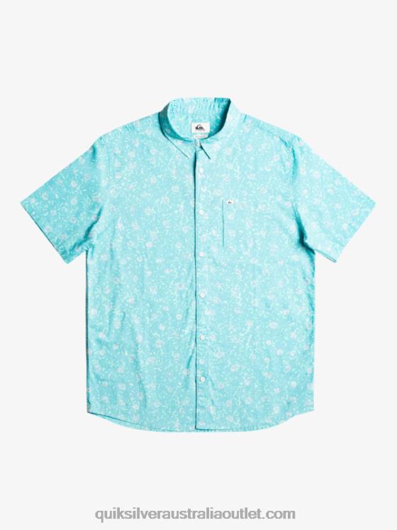 Quiksilver Men Mellow Fuzz Short Sleeve Shirt H2N4B1230 sky blue mellow fuzz