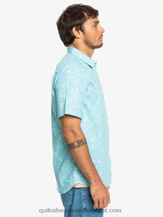 Quiksilver Men Mellow Fuzz Short Sleeve Shirt H2N4B1230 sky blue mellow fuzz