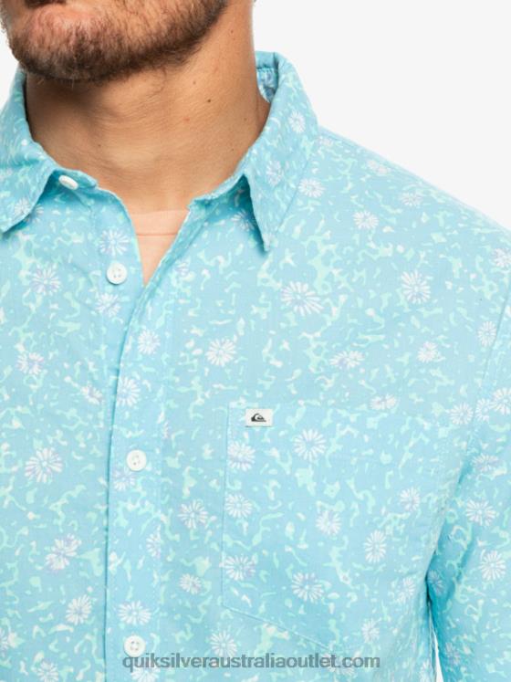 Quiksilver Men Mellow Fuzz Short Sleeve Shirt H2N4B1230 sky blue mellow fuzz