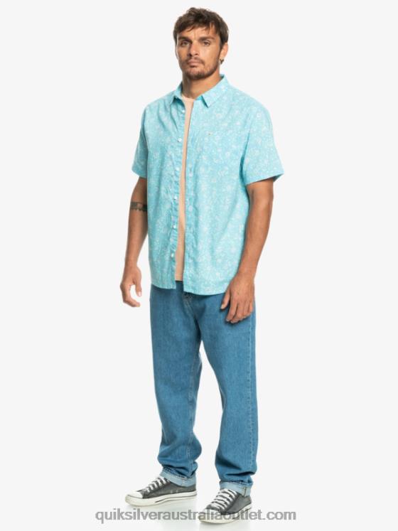 Quiksilver Men Mellow Fuzz Short Sleeve Shirt H2N4B1230 sky blue mellow fuzz