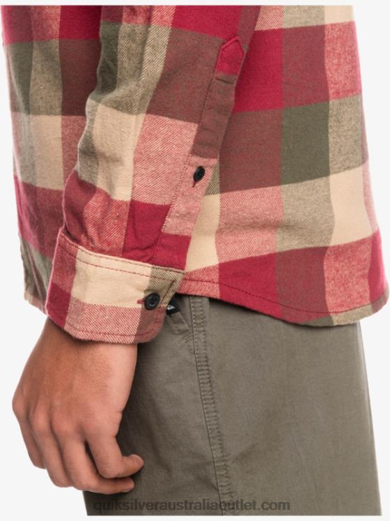 Quiksilver Men Motherfly Long Sleeve Flannel Shirt H2N4B1571 ruby wine motherfly