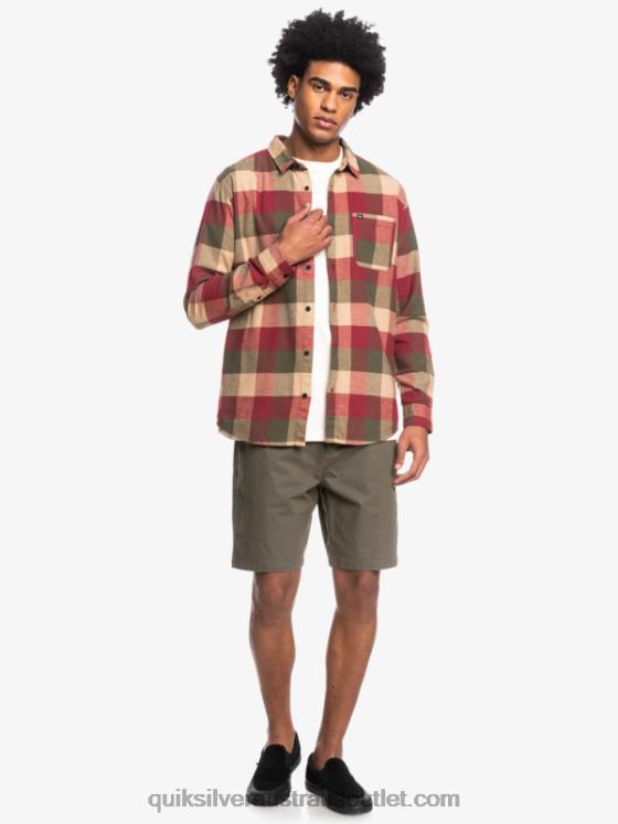 Quiksilver Men Motherfly Long Sleeve Flannel Shirt H2N4B1571 ruby wine motherfly