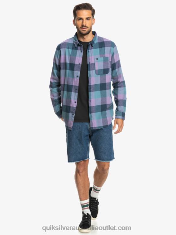 Quiksilver Men Motherfly Long Sleeve Flannel Shirt H2N4B1572 insignia blue motherfly