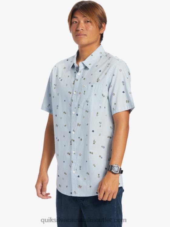 Quiksilver Men Peaceful Rave Short Sleeve Shirt H2N4B591 celestial blue peaceful rave s