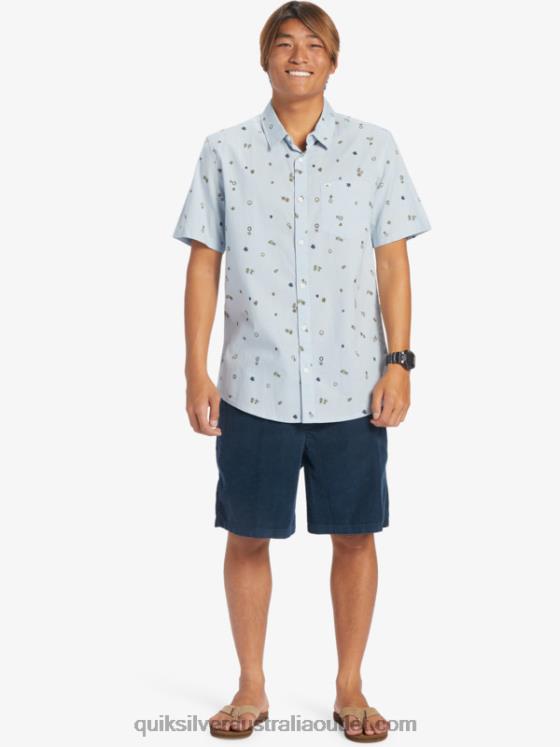 Quiksilver Men Peaceful Rave Short Sleeve Shirt H2N4B591 celestial blue peaceful rave s