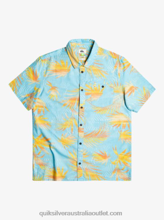 Quiksilver Men Ripped Up Cotton Short Sleeve Shirt H2N4B1240 sky blue ripped up