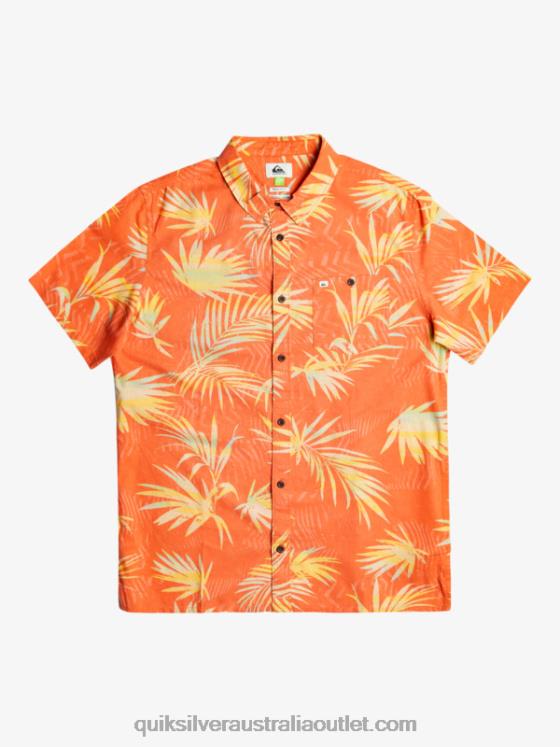 Quiksilver Men Ripped Up Cotton Short Sleeve Shirt H2N4B1241 fresh salmon ripped up