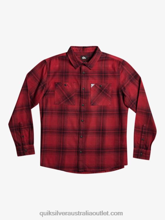 Quiksilver Men Saturn Plaid Long Sleeve Shirt H2N4B1691 ruby wine saturn