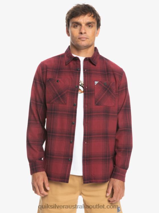 Quiksilver Men Saturn Plaid Long Sleeve Shirt H2N4B1691 ruby wine saturn