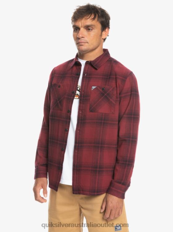 Quiksilver Men Saturn Plaid Long Sleeve Shirt H2N4B1691 ruby wine saturn
