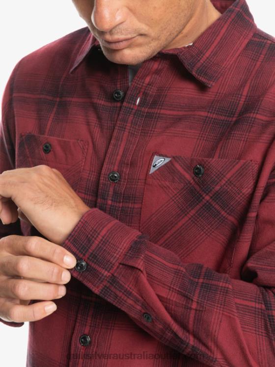 Quiksilver Men Saturn Plaid Long Sleeve Shirt H2N4B1691 ruby wine saturn