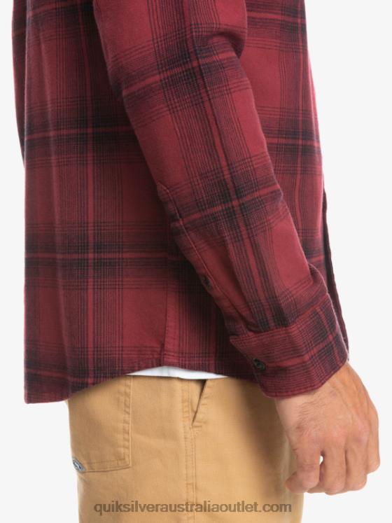 Quiksilver Men Saturn Plaid Long Sleeve Shirt H2N4B1691 ruby wine saturn