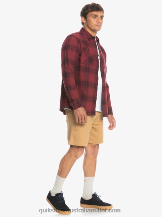 Quiksilver Men Saturn Plaid Long Sleeve Shirt H2N4B1691 ruby wine saturn