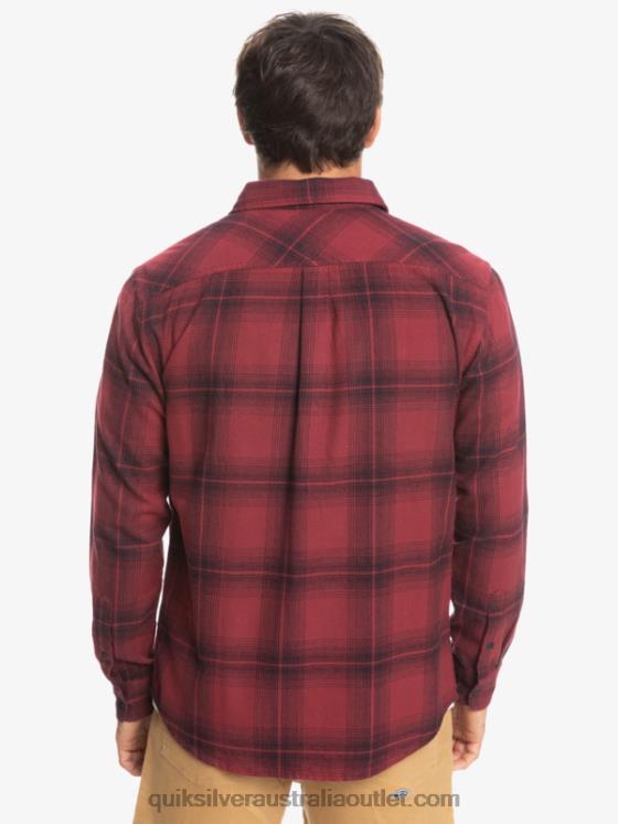 Quiksilver Men Saturn Plaid Long Sleeve Shirt H2N4B1691 ruby wine saturn