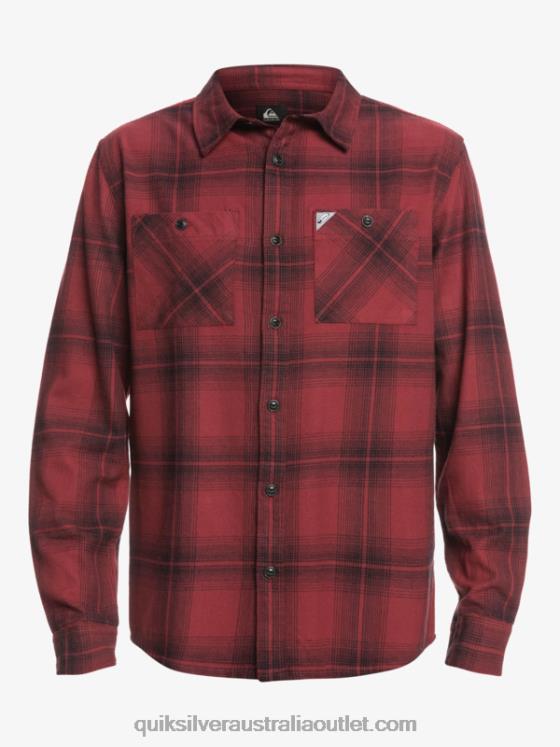 Quiksilver Men Saturn Plaid Long Sleeve Shirt H2N4B1691 ruby wine saturn