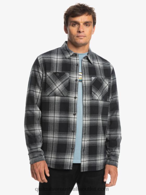 Quiksilver Men Saturn Plaid Long Sleeve Shirt H2N4B1692 black saturn