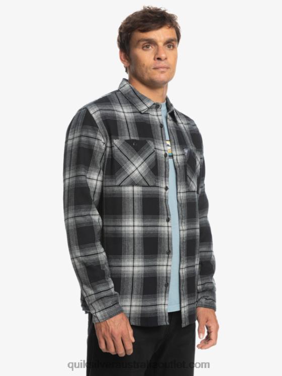 Quiksilver Men Saturn Plaid Long Sleeve Shirt H2N4B1692 black saturn